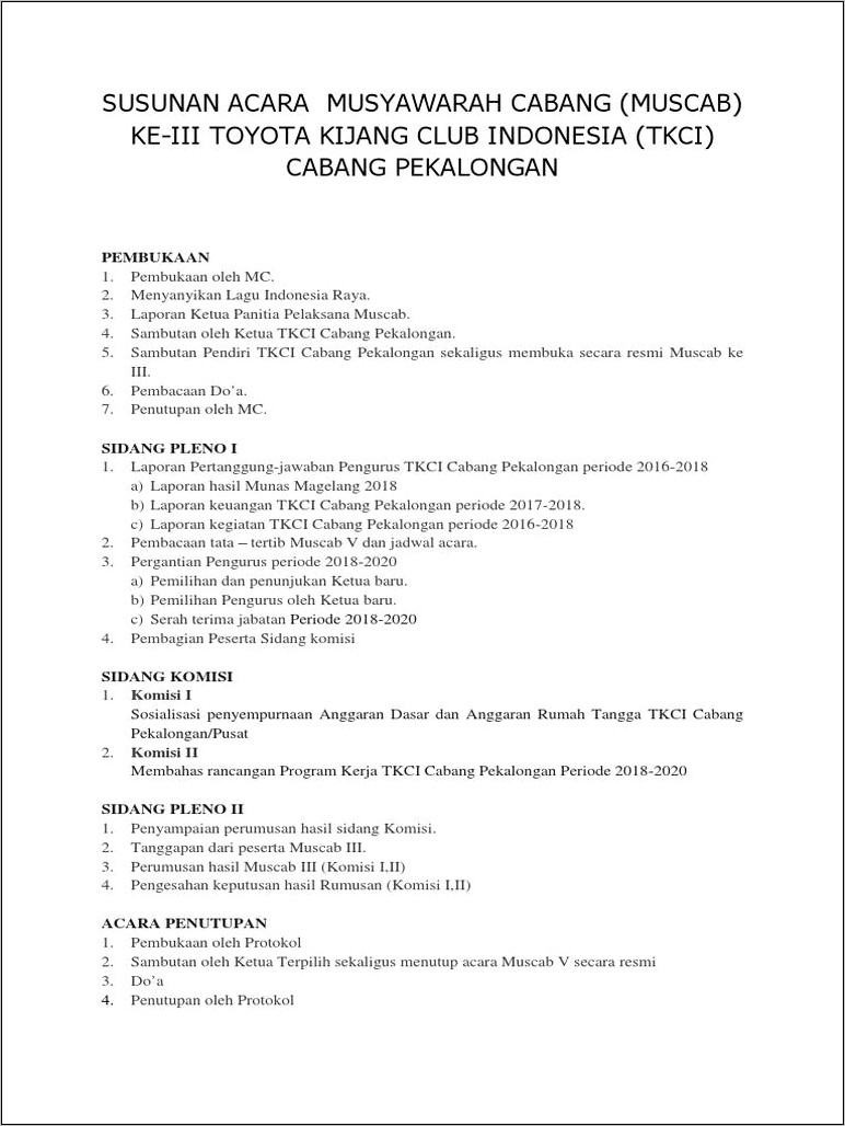 Contoh Surat Undangan Rapat Tkci