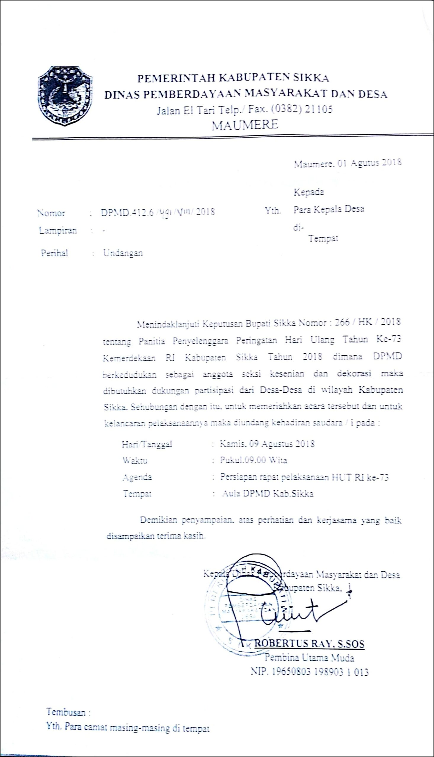 Contoh Surat Undangan Rapat Tujuh Belasan