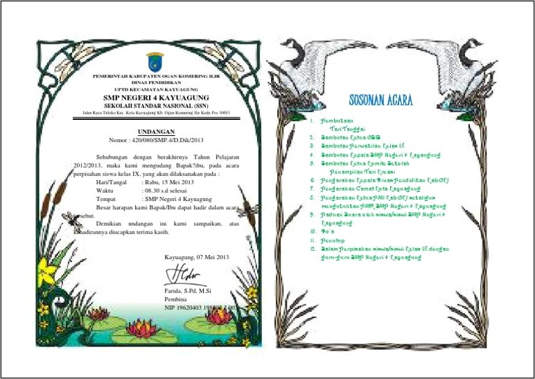 Contoh Surat Undangan Resmi Acara Perpisahan Sekolah
