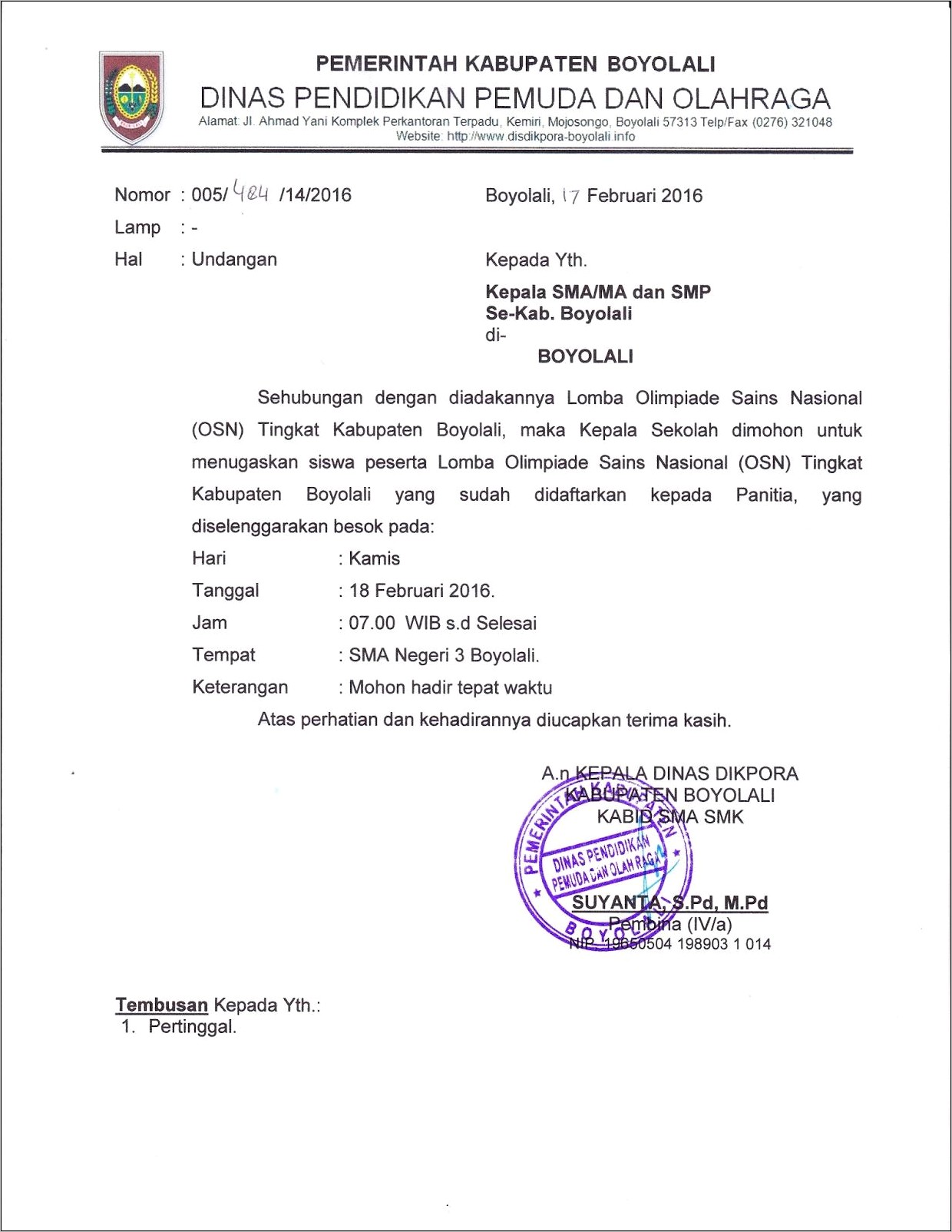 Contoh Surat Undangan Resmi Tema Lomba Pakaian Adat