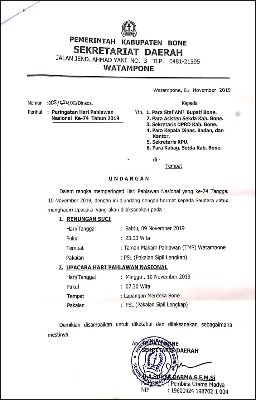 Contoh Surat Undangan Resmi Tentang Lomba Pakaian Adat