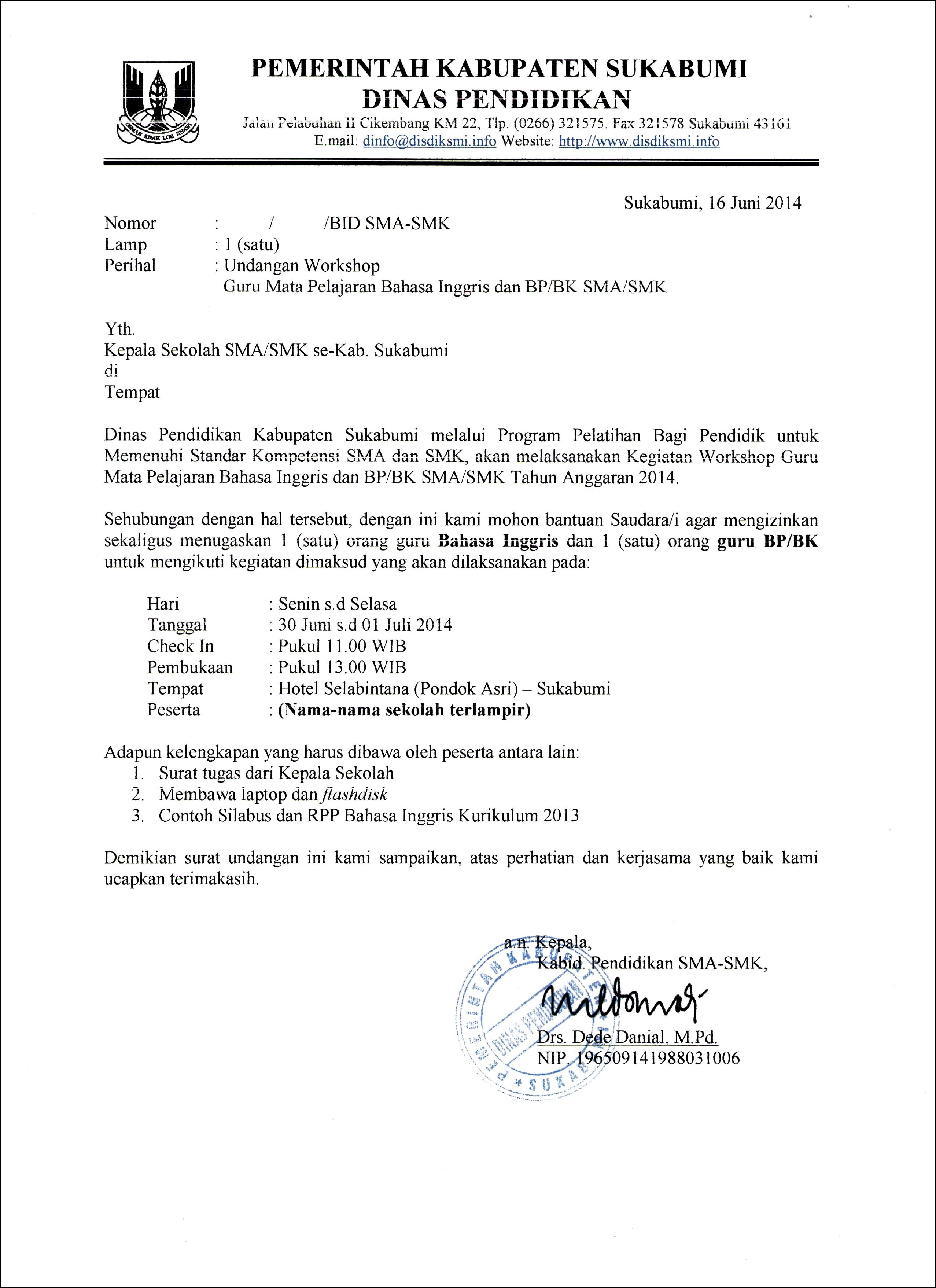 Contoh Surat Undangan Sebagai Pembicara Dalam Bahasa Inggris