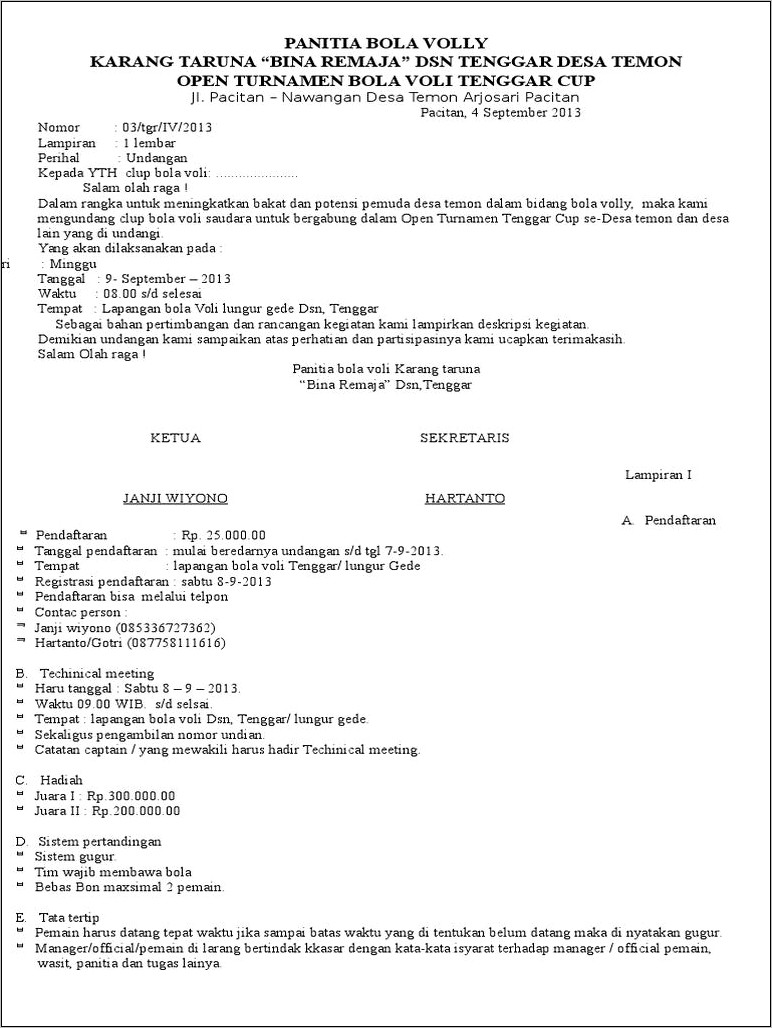 Contoh Surat Undangan Sepak Bola Doc