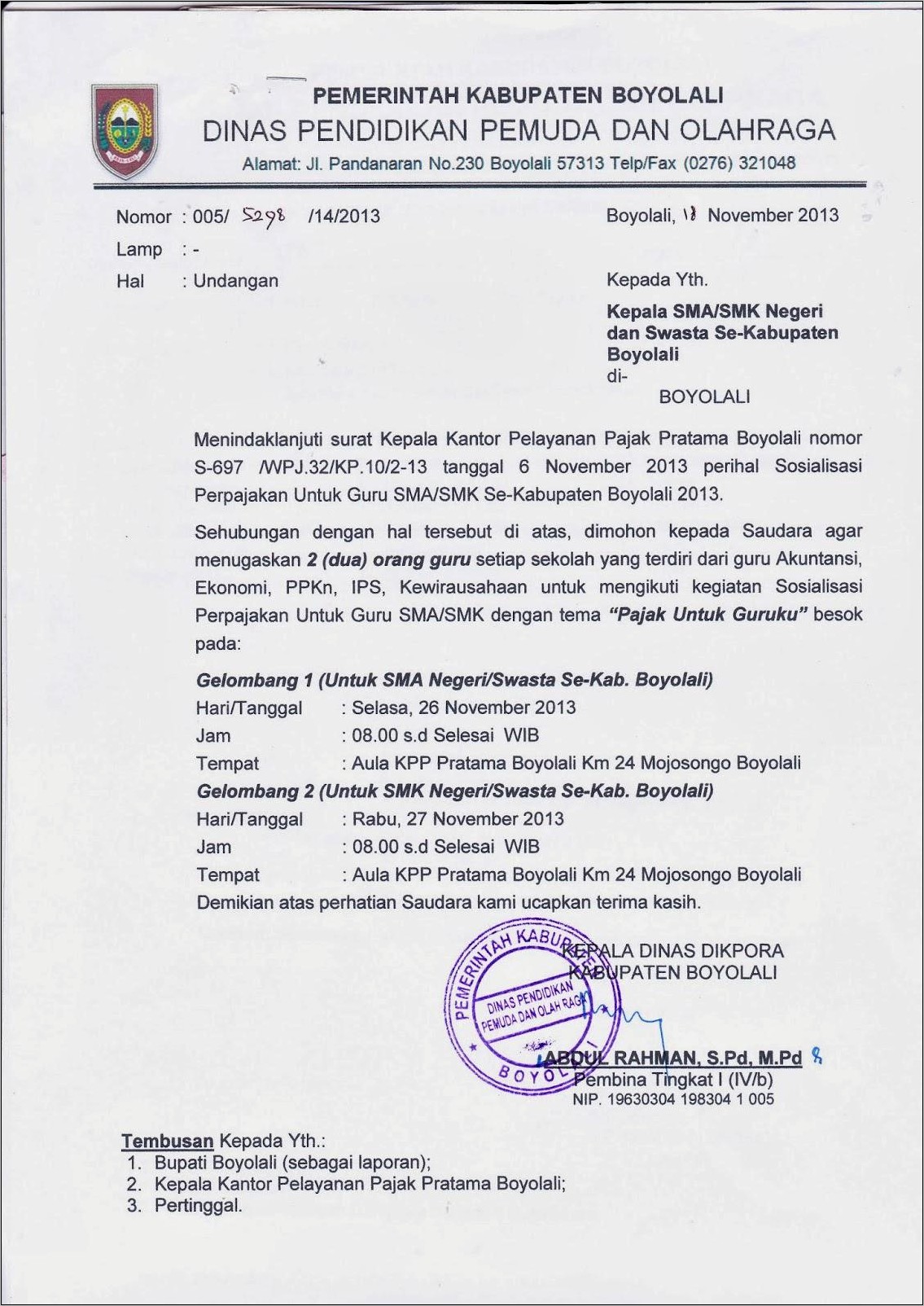 Contoh Surat Undangan Sosialisasi Calhaj