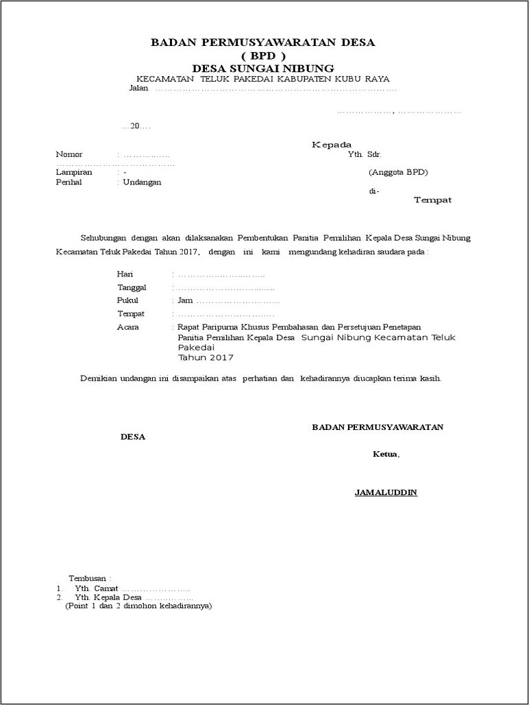 Contoh Surat Undangan Sosialisasi Kepala Desa