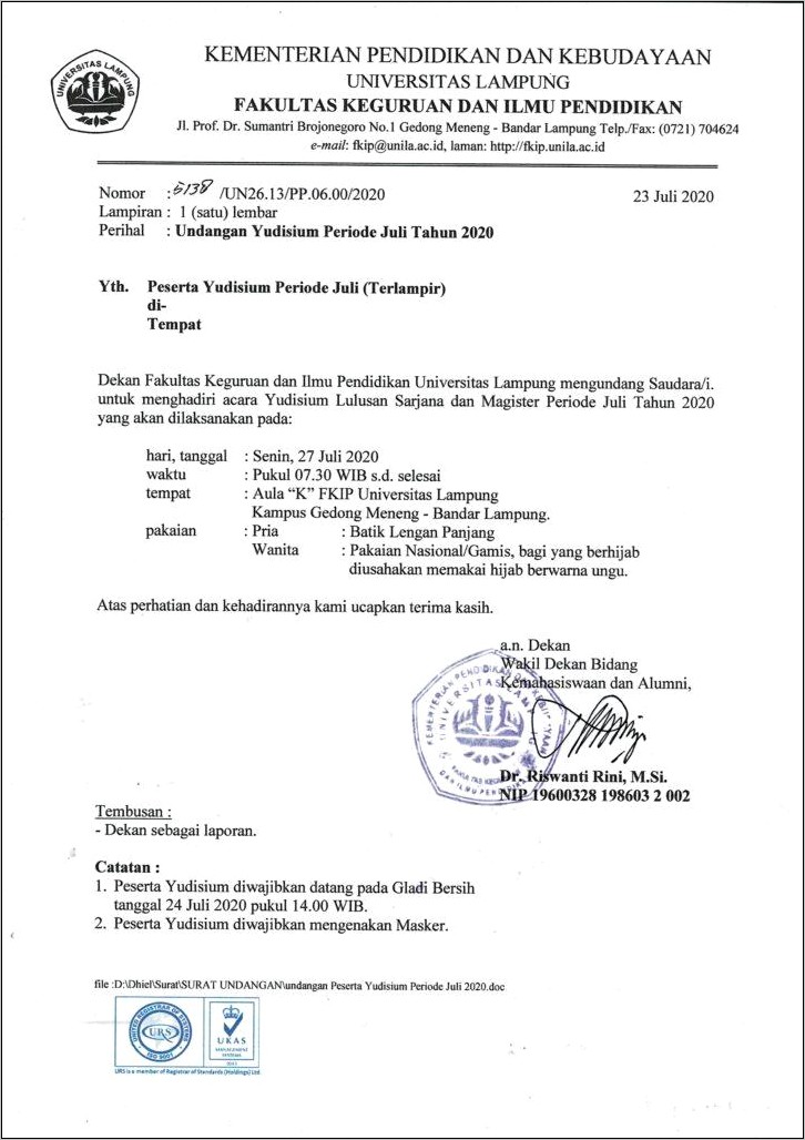 Contoh Surat Undangan Stipram
