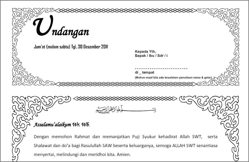 Contoh Surat Undangan Syukuran Motor Dalam Bahasa Inggris