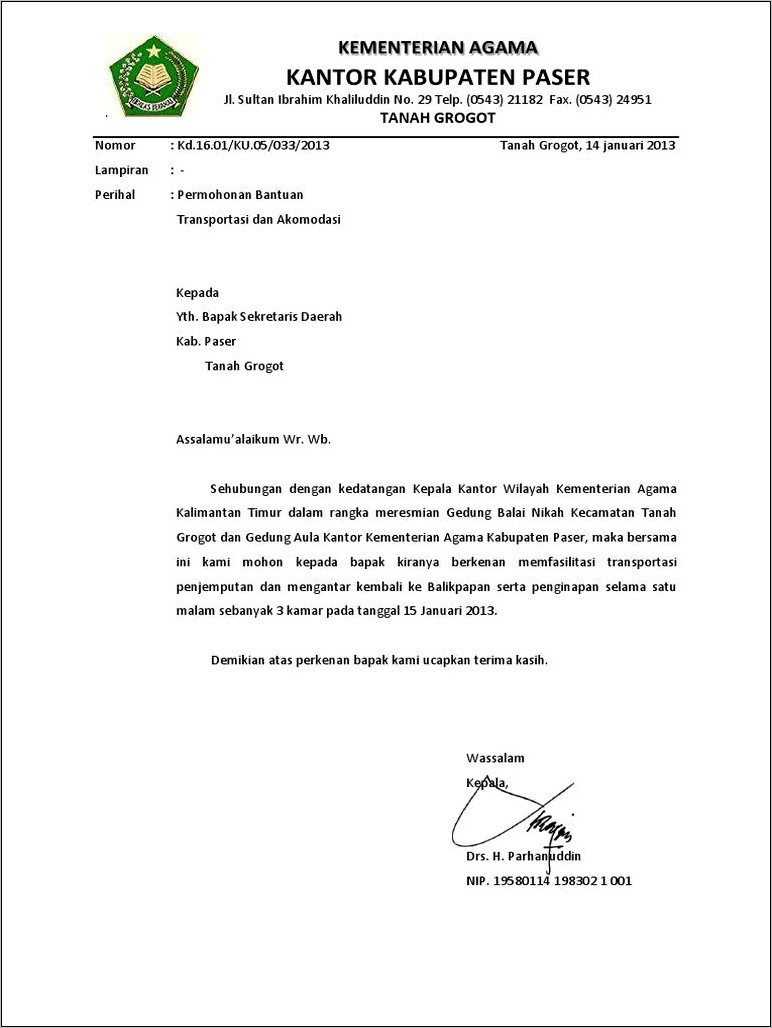 Contoh Surat Undangan Tidak Menfasilitasi Akomodasi