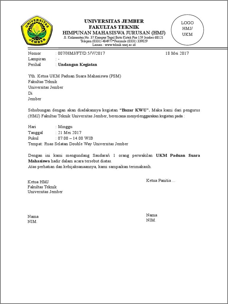 Contoh Surat Undangan Untuk Acara Hibah Tanah
