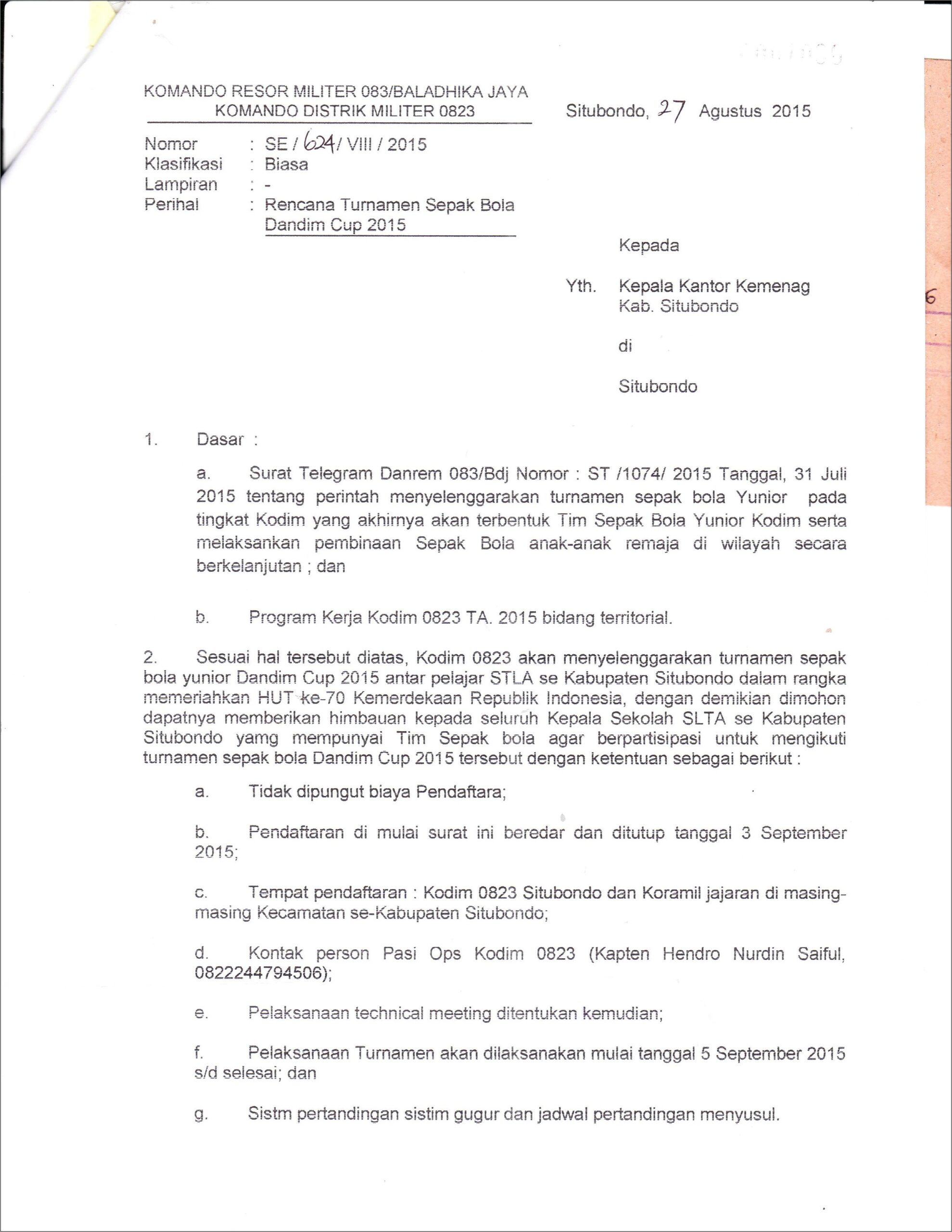 Contoh Surat Undangan Untuk Komandan