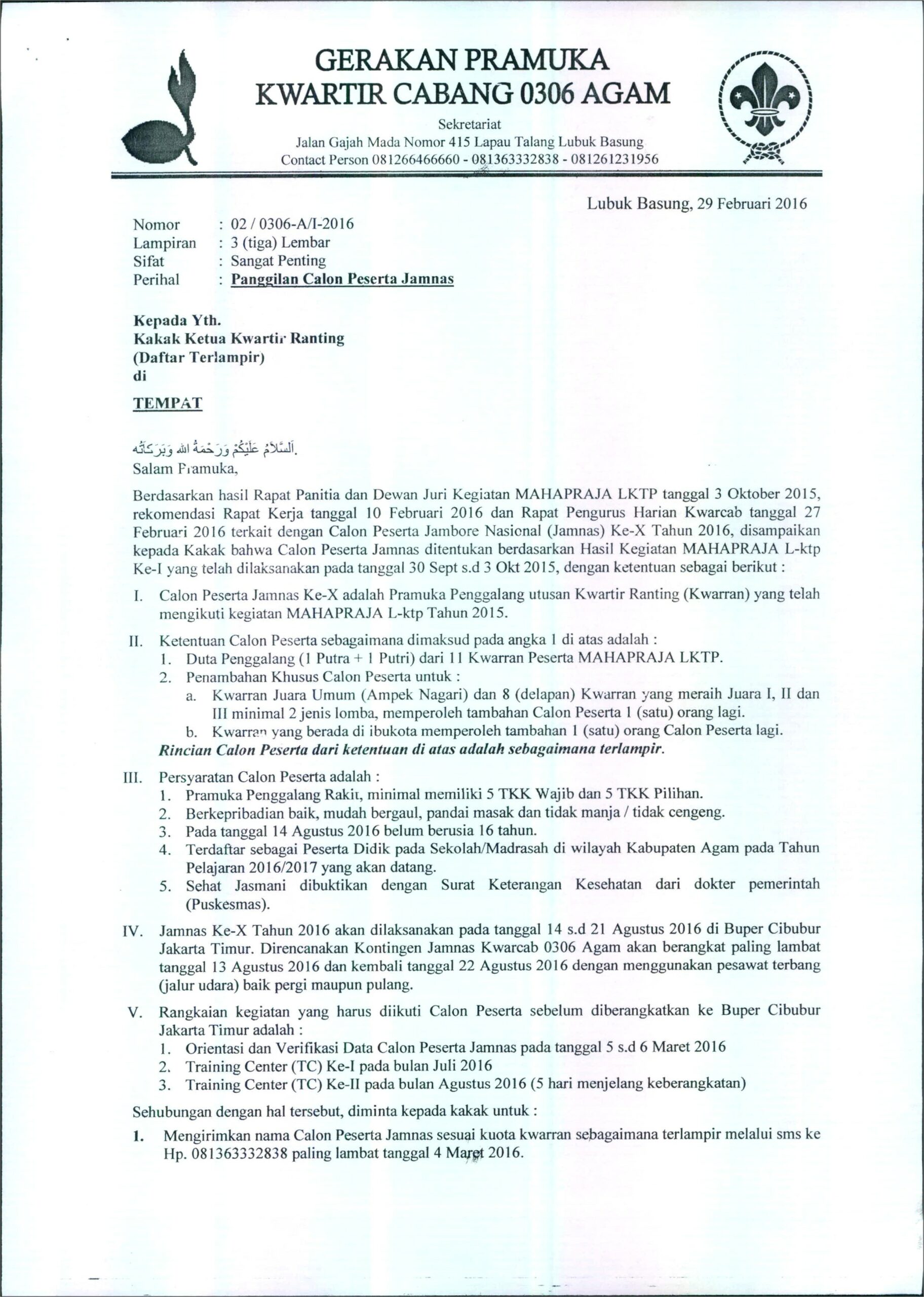 Contoh Surat Undangan Untuk Kwarcab