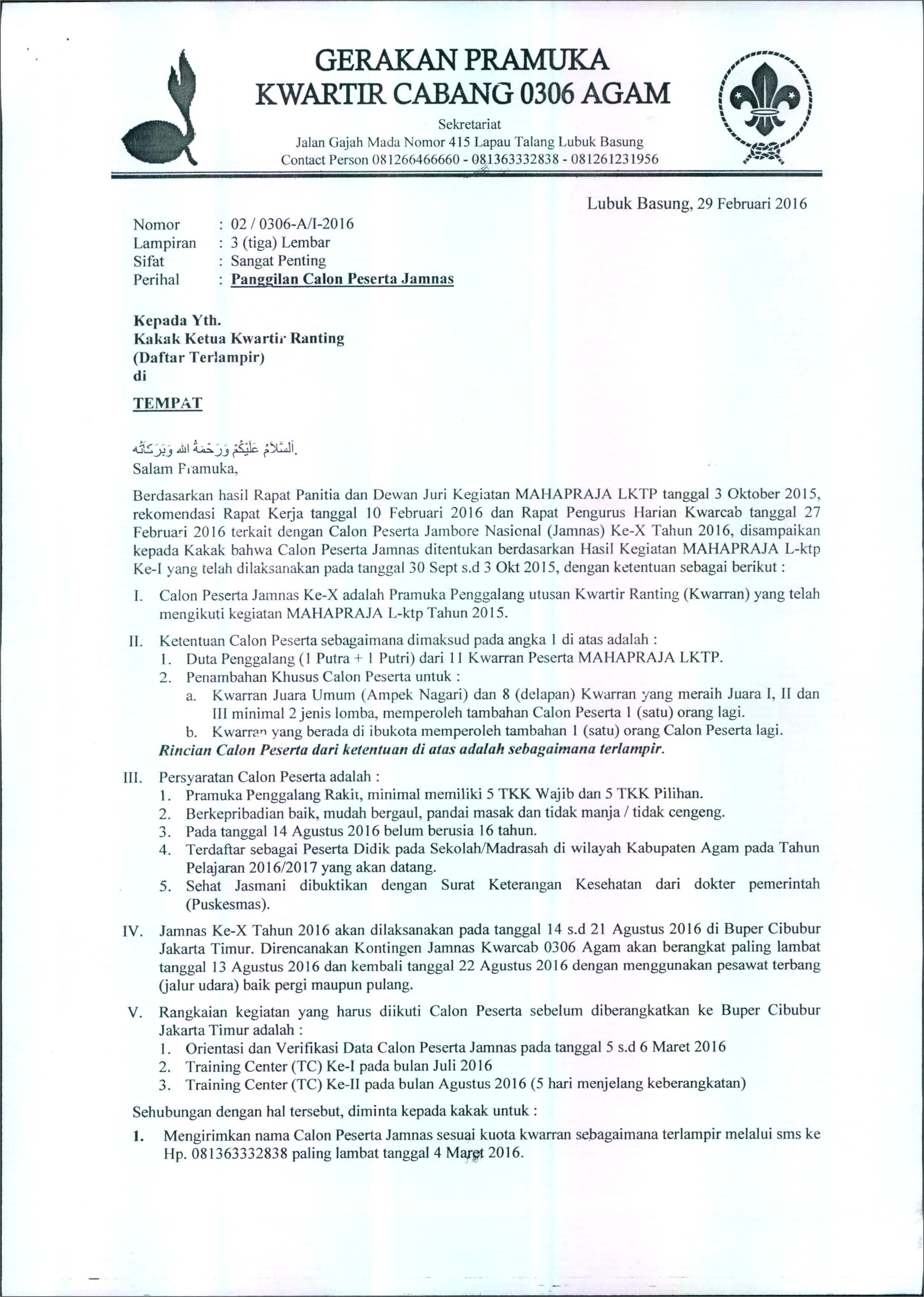 Contoh Surat Undangan Untuk Kwarcab