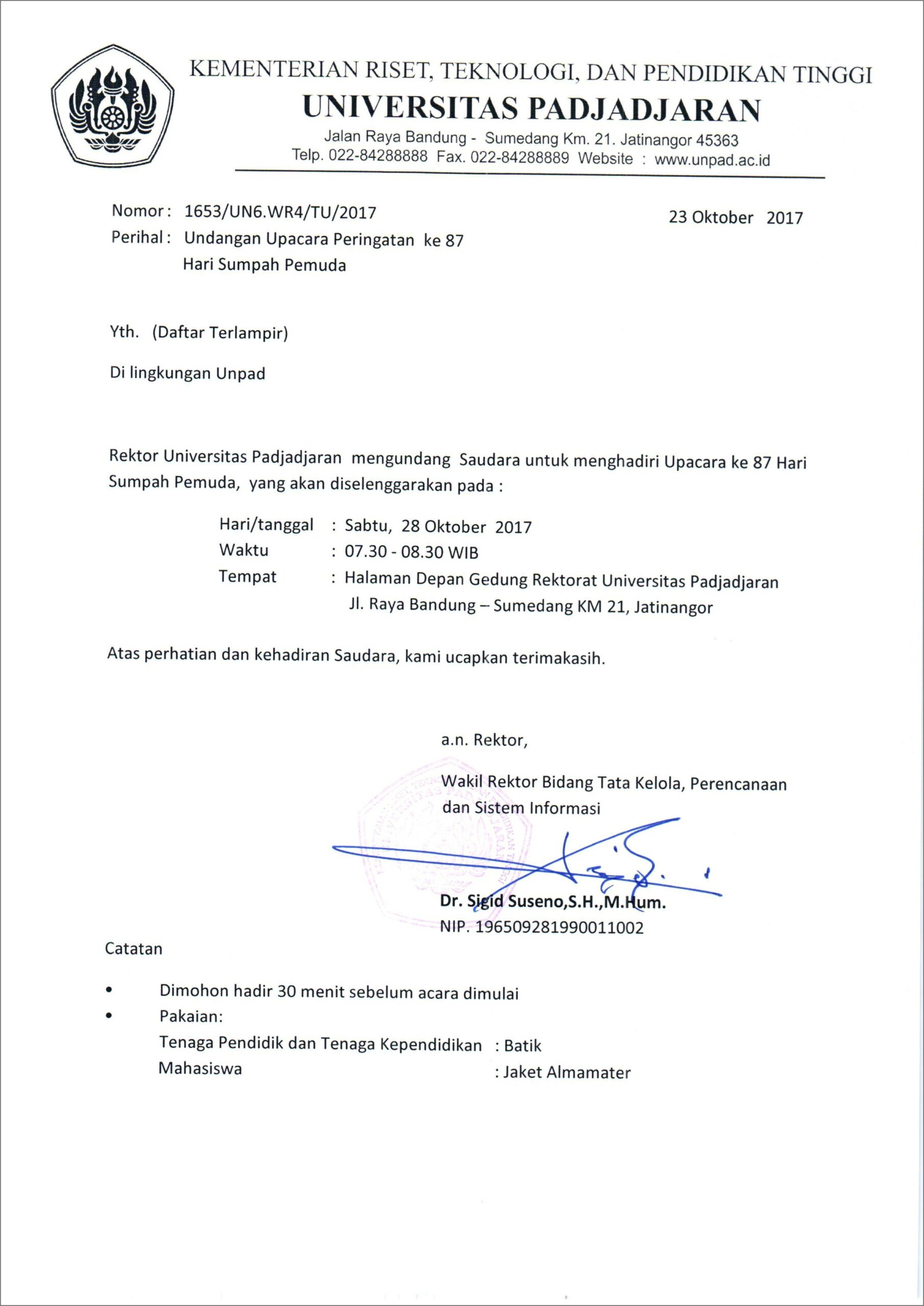 Contoh Surat Undangan Untuk Mahasiswa