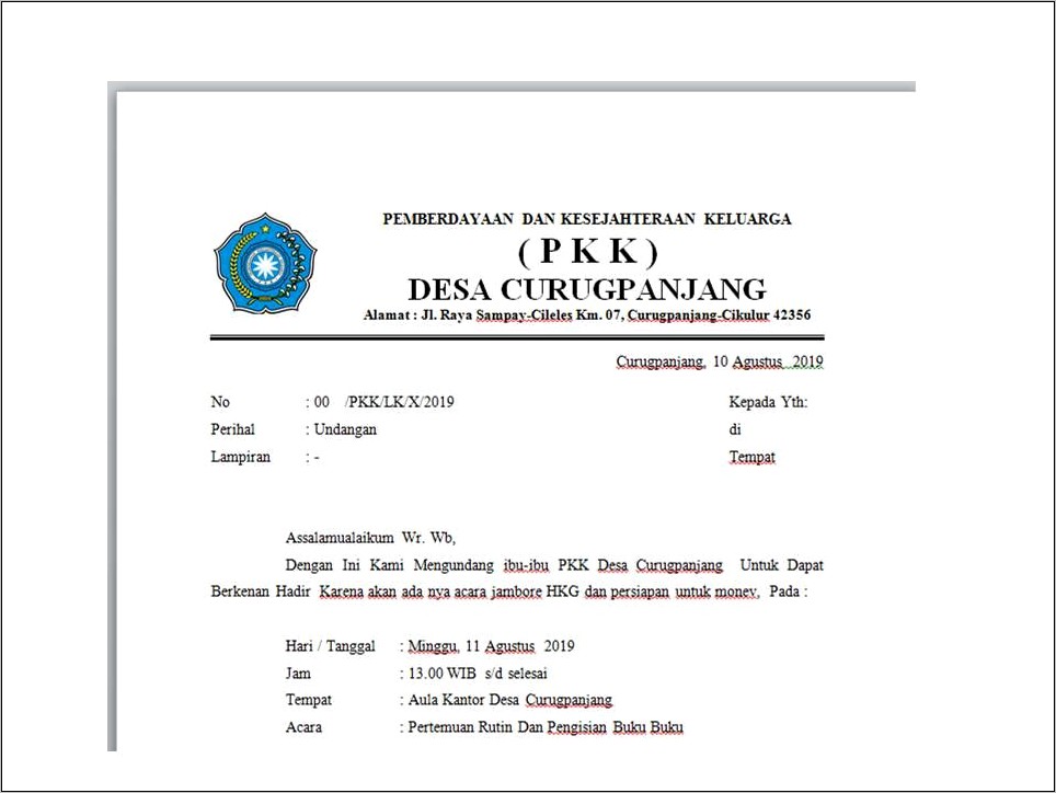 Contoh Surat Undangan Untuk Pelatihan