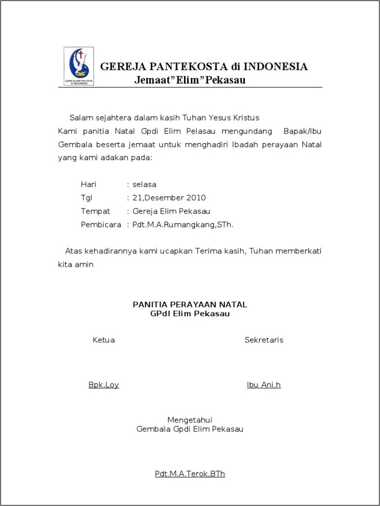 Contoh Surat Undangan Wali Murid Tk
