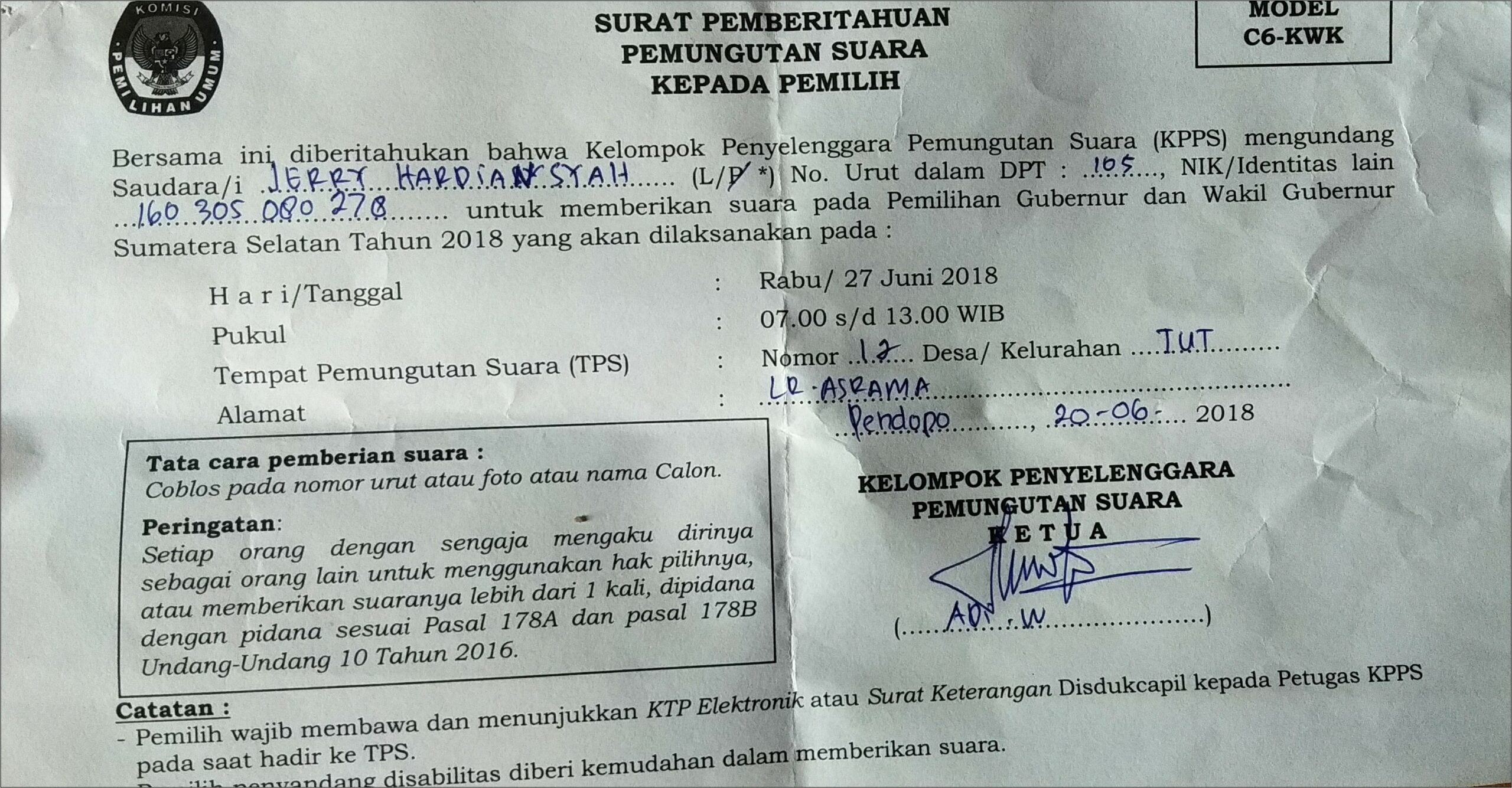 Contoh Surat Undangan Warga Pemilihan Rt