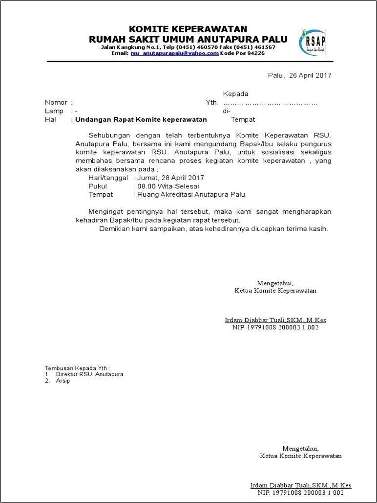 Contoh Surat Untuk Undangan Ketua Komite