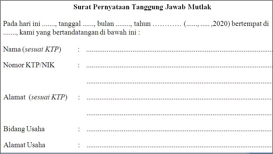 Pdf Contoh Surat Pernyataan Menjadi Penanggung Jawab Usaha