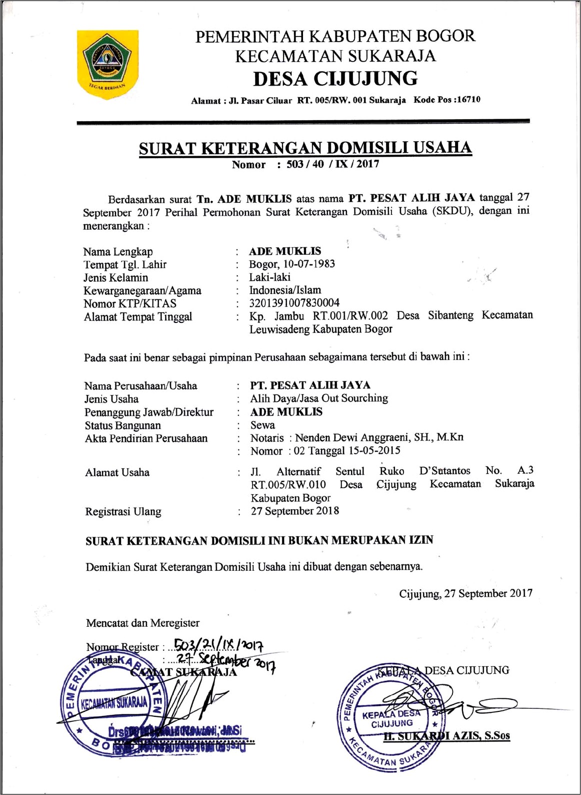 Pdf Contoh Surat Pernyataan Tempat Tinggal Sesuai Ktp